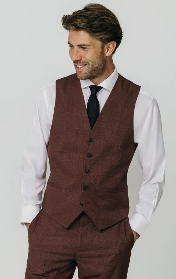 Gilet tissée en bois de rose foncé