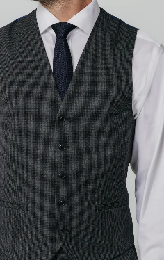Gilet à carreaux puppytooth anthracite - photo 1