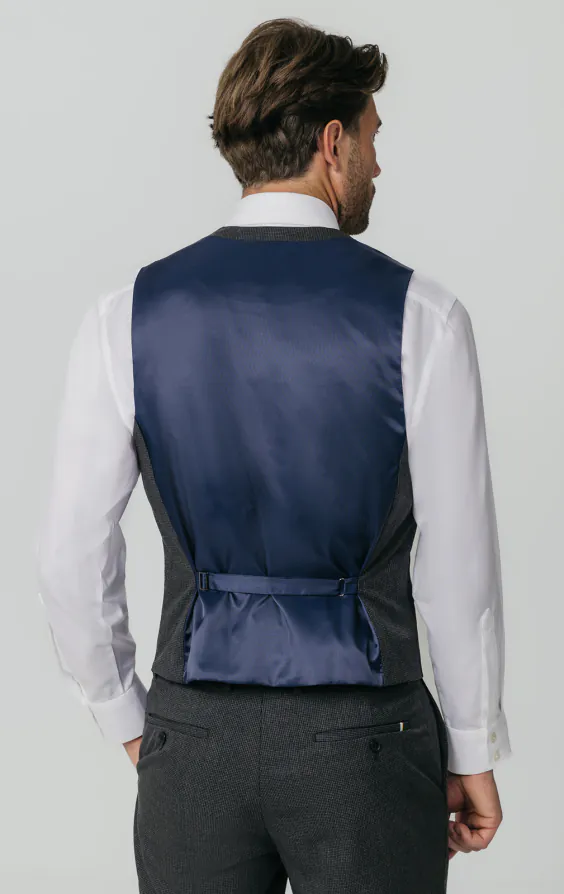 Gilet à carreaux puppytooth anthracite - photo 2