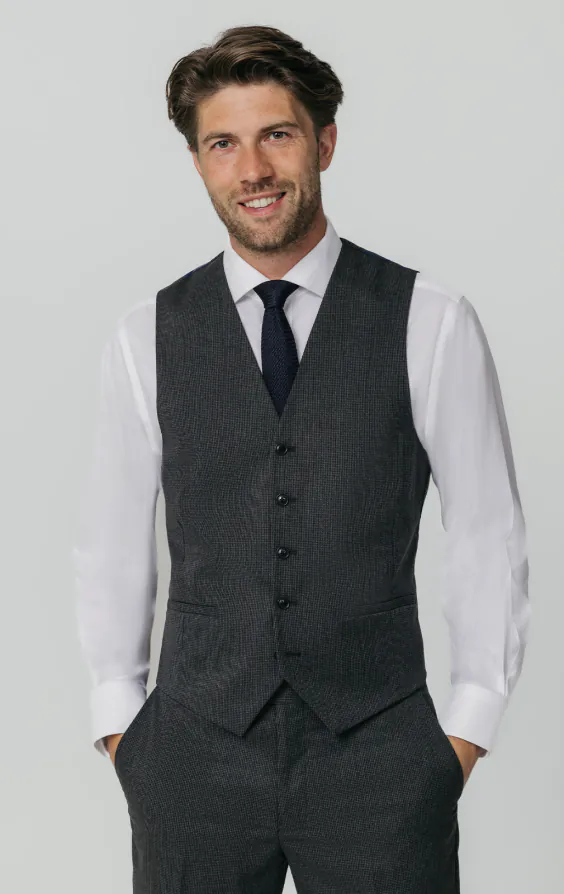 Gilet à carreaux puppytooth anthracite