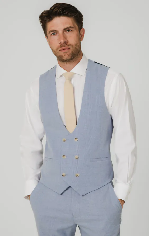 Gilet en hopsack bleu clair Gilet en hopsack bleu clair
