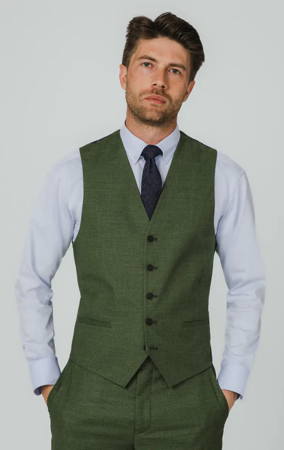 Gilet en tissu texturé vert pin
