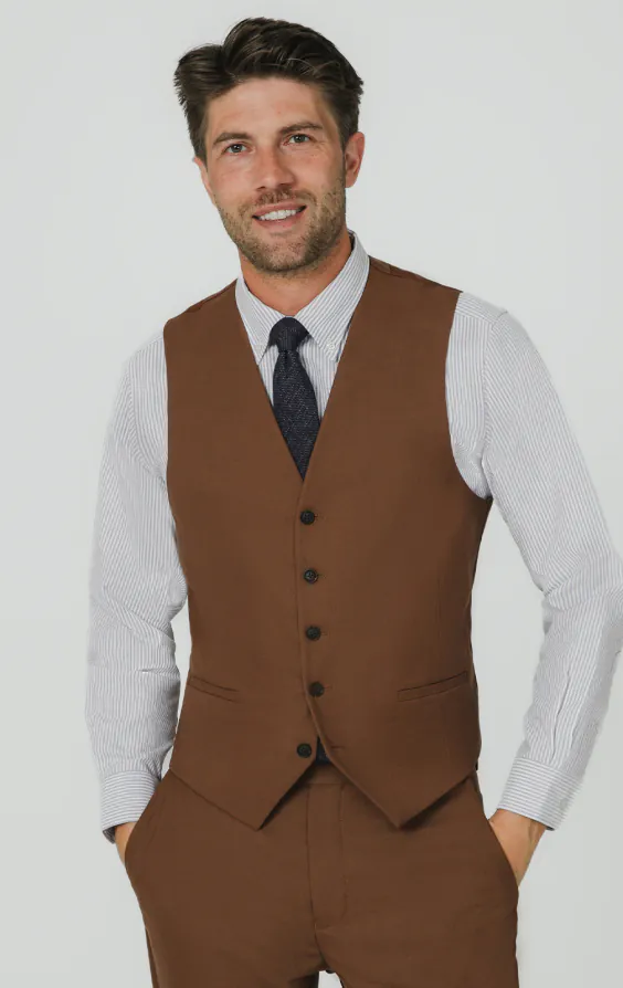 Gilet en sergé marron moyen Gilet en sergé marron moyen