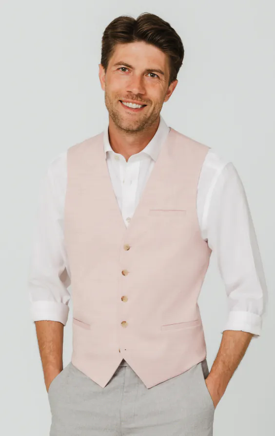 Gilet en tissu texturé rose clair Gilet en tissu texturé rose clair