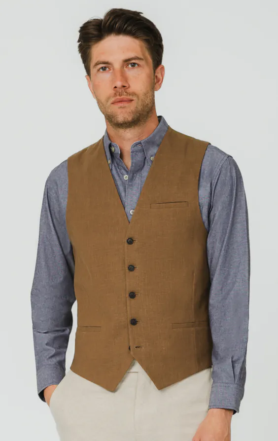 Gilet en ramie marron moyen