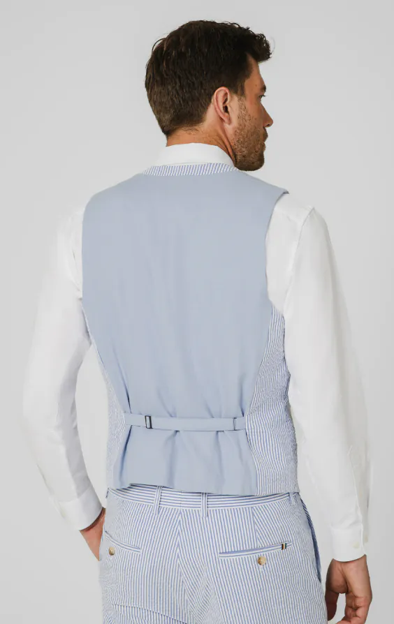 Gilet bleu et blanc en seersucker - photo 2