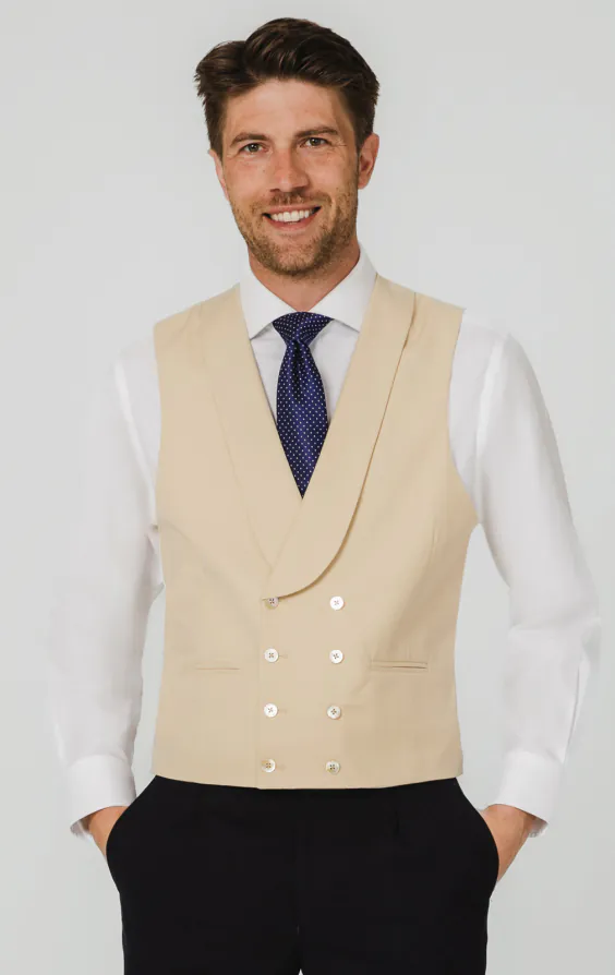 Gilet de costume croisé doré chamois Gilet de costume croisé doré chamois