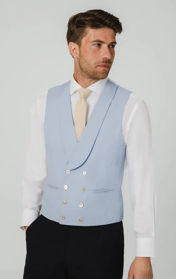 Gilet de costume croisé bleu clair Gilet de costume croisé bleu clair