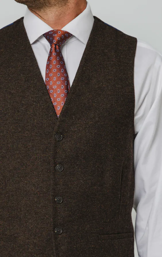 Gilet en tweed Donegal brun foncé - photo 1