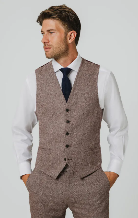 Gilet tweed séquoia à chevrons