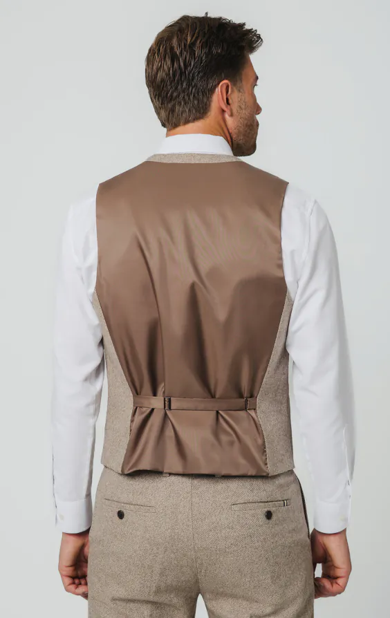 Gilet en sergé tweed marron chameau - photo 2