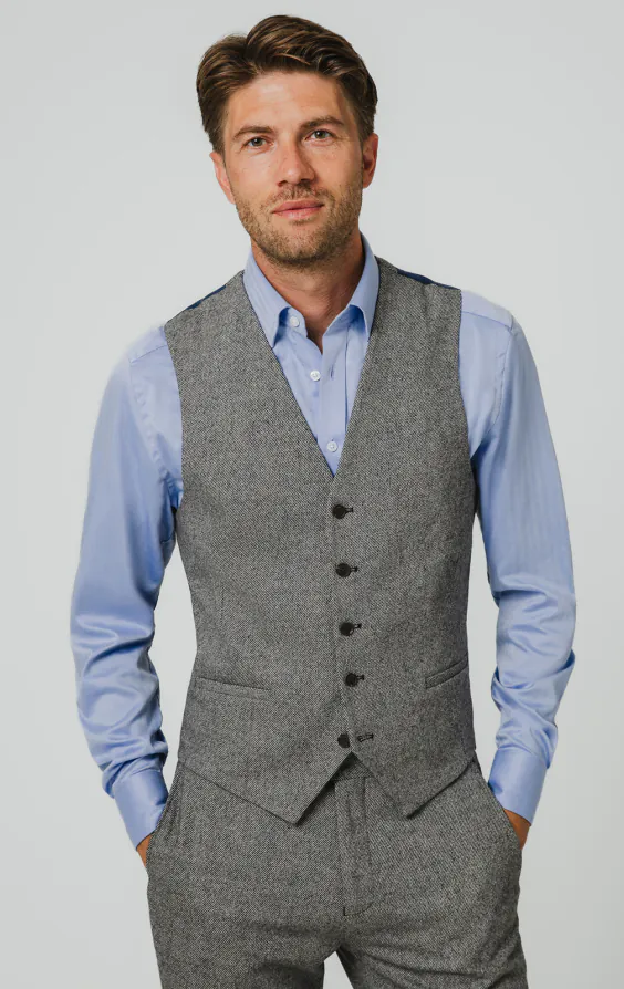 Gilet en sergé tweed gris Gilet en sergé tweed gris