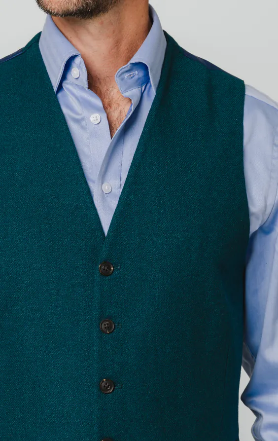 Gilet en flanelle de laine bleu sarcelle - photo 1 Gilet en flanelle de laine bleu sarcelle - photo 1