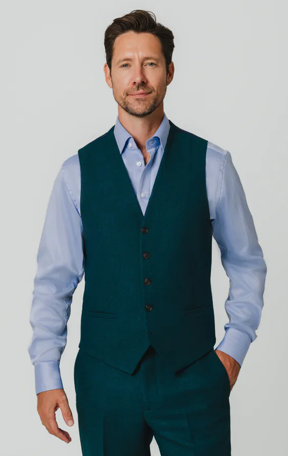 Gilet en flanelle de laine bleu sarcelle Gilet en flanelle de laine bleu sarcelle