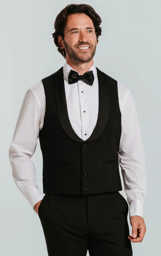 Gilet de smoking noir à revers châle Gilet de smoking noir à revers châle