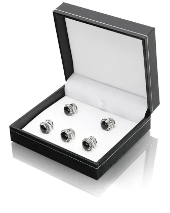 Coffret de Boutons de Chemise Centre Serti Jais avec Strass