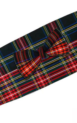 Ensemble Ceinture de Smoking & Nœud Papillon Pré-noué à carreaux en tartan bleu marine
