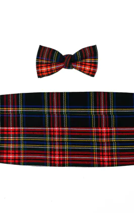 Ensemble Ceinture de Smoking & Nœud Papillon Pré-noué à carreaux en tartan bleu marine