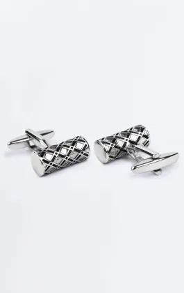 Boutons de manchette en argent à motif de diamant