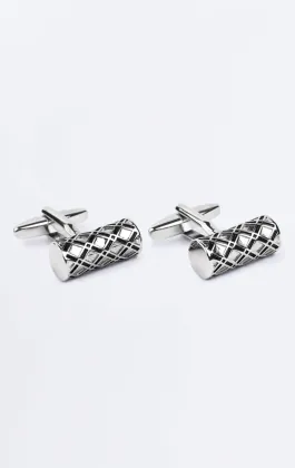 Boutons de manchette en argent à motif de diamant