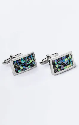Boutons de manchette rectangulaires Aqua Marble