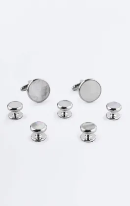 Set de boutons de manchette et de clous en nacre