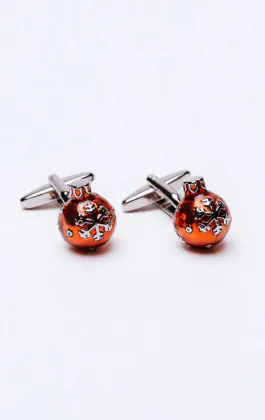 Boutons de manchette avec boule de Noël rouge