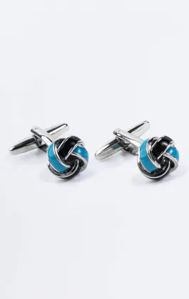 Boutons de manchette noirs, bleus et argentés