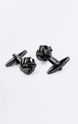 Boutons de manchette noeud gris Gunmetal