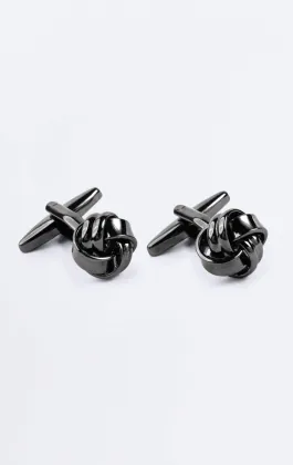 Boutons de manchette noeud gris Gunmetal