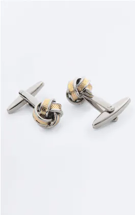 Boutons de manchette en argent et or avec nœud