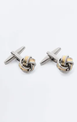 Boutons de manchette en argent et or avec nœud