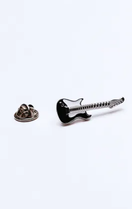 Badge de revers de guitare noir et blanc