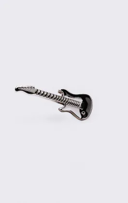 Badge de revers de guitare noir et blanc
