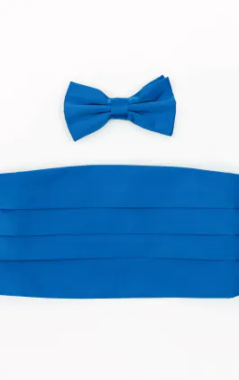 Ensemble Ceinture de Smoking & Nœud Papillon Pré-Noué Bleu