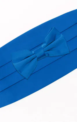 Ensemble Ceinture de Smoking & Nœud Papillon Pré-Noué Bleu