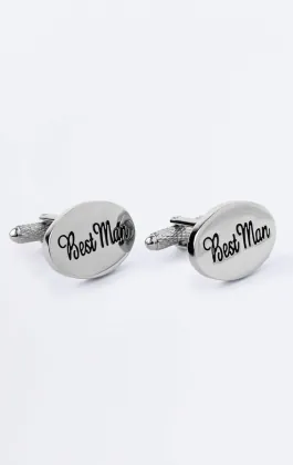 Boutons de manchette 'Best Man' argentés