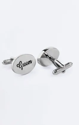 Boutons de manchette 'Groom' argentés