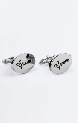 Boutons de manchette 'Groom' argentés