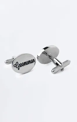 Boutons de manchette 'Groomsman' argentés