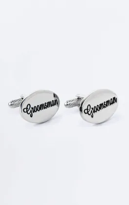 Boutons de manchette 'Groomsman' argentés