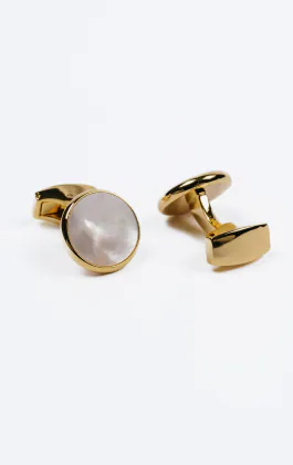 Boutons de manchette en forme de cercle en nacre de couleur or