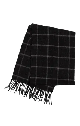 Écharpe en laine brossée à carreaux gris