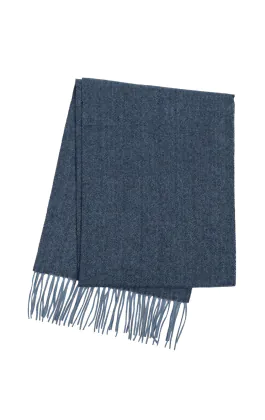 Écharpe en laine à chevrons bleu