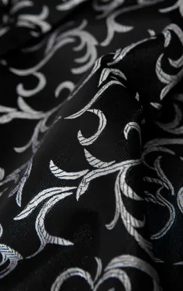 Foulard-Cravate Motif Jacquard Swirl Edwardien Noir/Argent