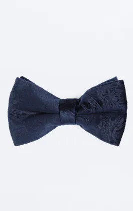 Nœud Papillon en Velours Motif Cachemire Bleu Marine