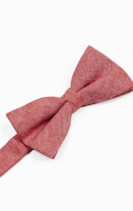 Nœud papillon en lin rouge berry