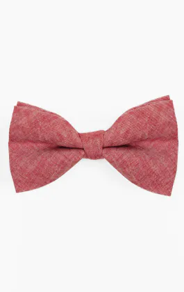 Nœud papillon en lin rouge berry