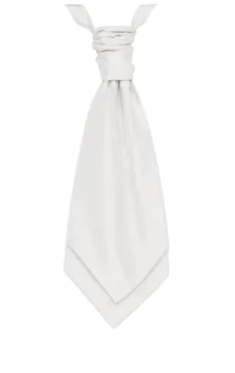 Foulard-Cravate Doupion Blanc (Pré-Noué & Noué à la main)