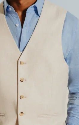 Gilet en lin couleur crème coupe slim